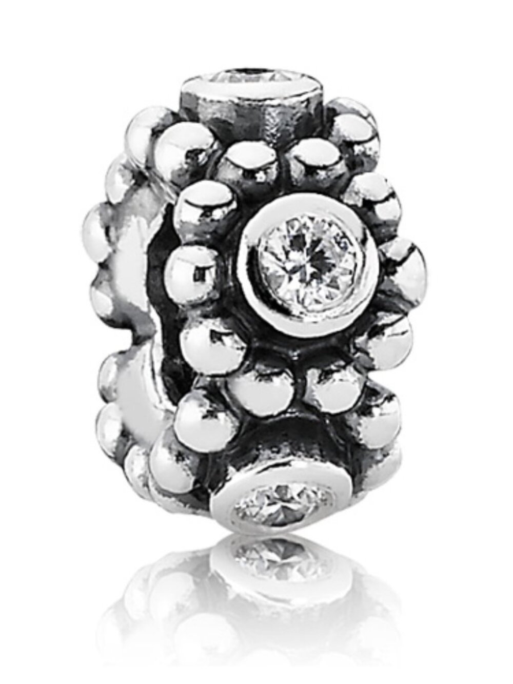 PANDORA Her Majesty Spacer Authentic Sterling Silver Clear Zirconia Charm